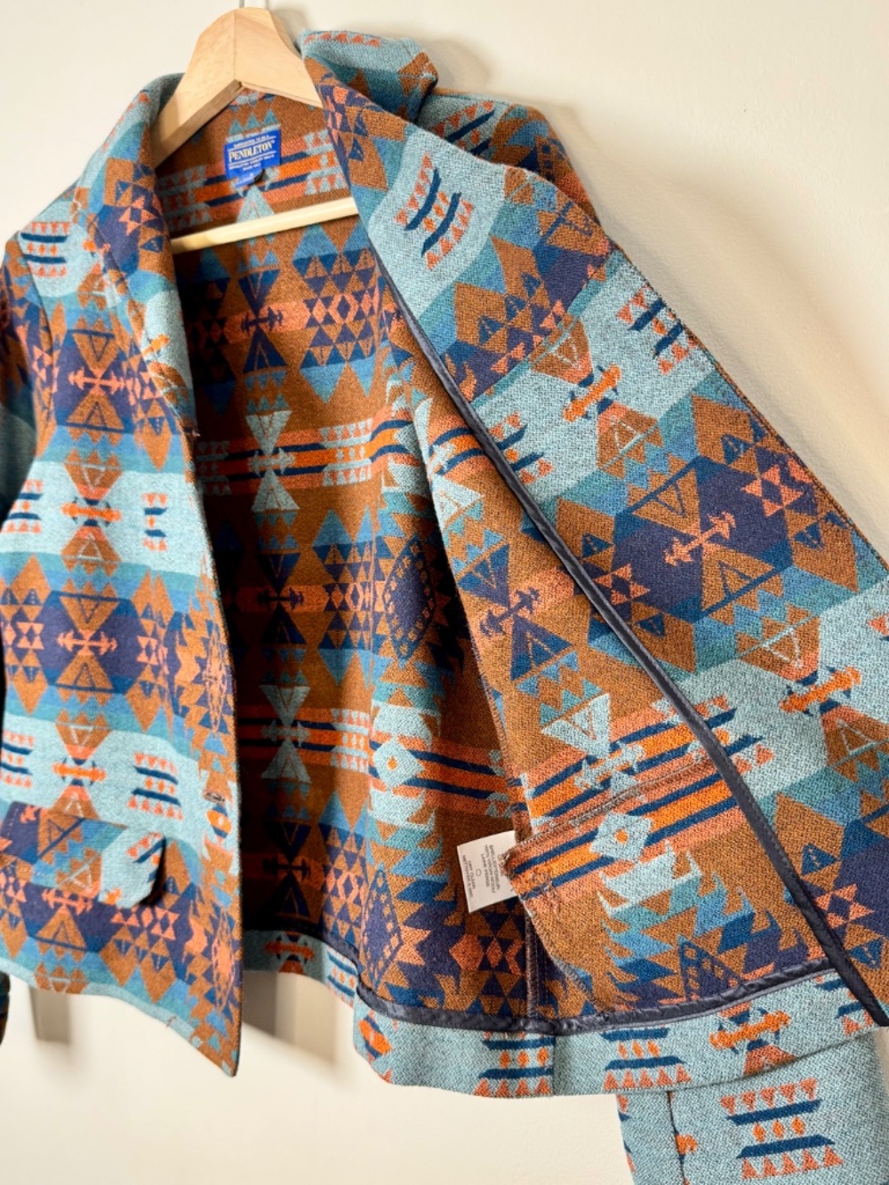 Pendleton Women’s Lowell Wool Southwestern Inspired Turquoise Jacket Sz Small - Picture 5 of 10